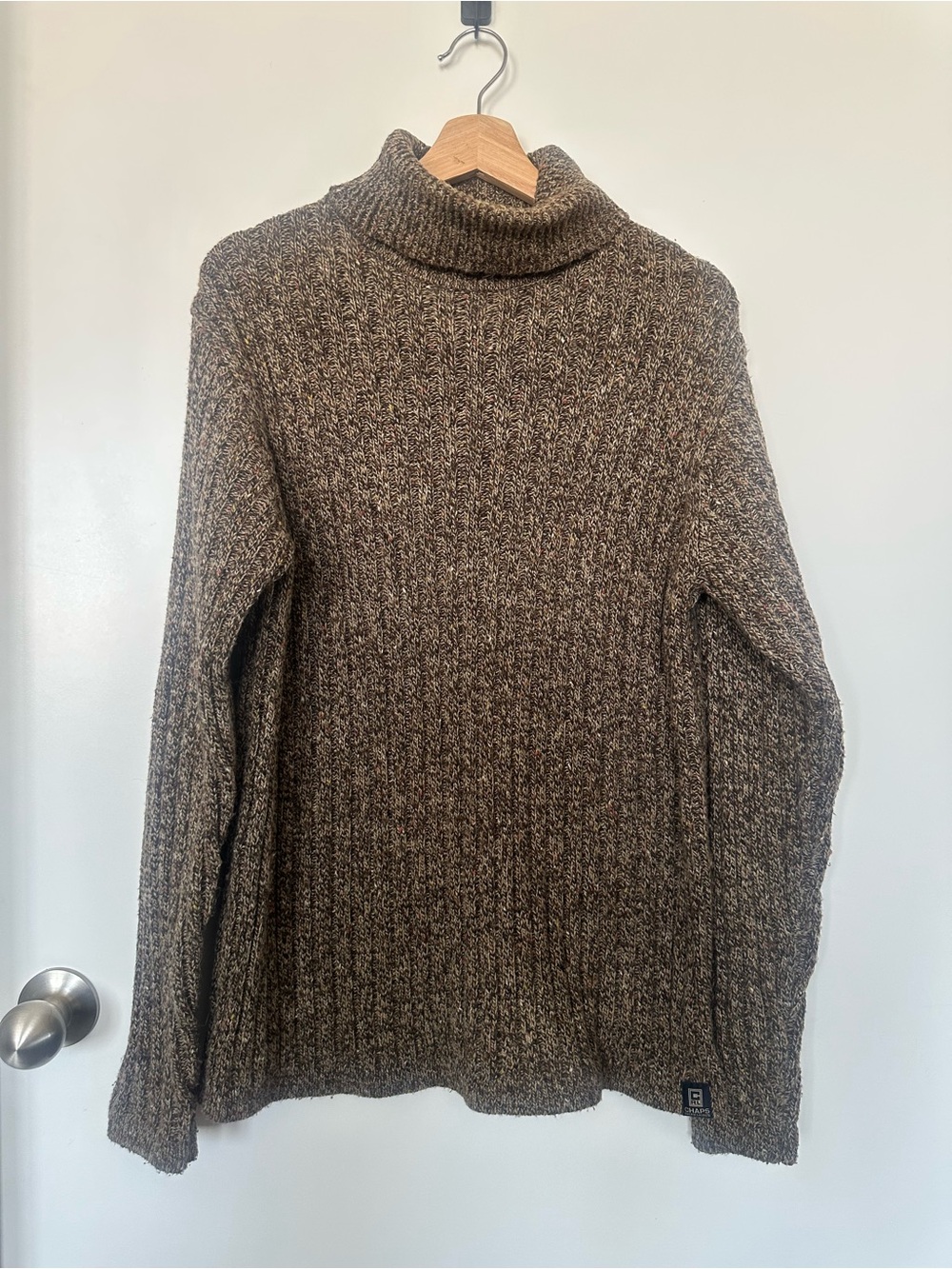 VTG Chaps Ralph Lauren Hand Framed Wool Blend Tweed Turtleneck Sweater S